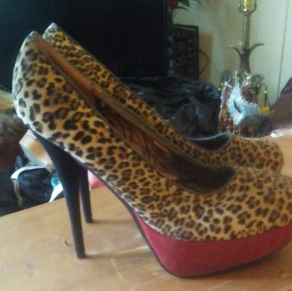 Pair of lepoard print heels